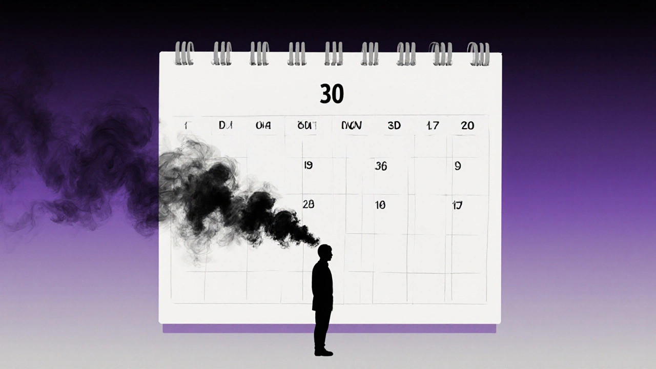 Kalendář s deníky ukazuje, jak metabolity postupně opouští tělo během týdnů.