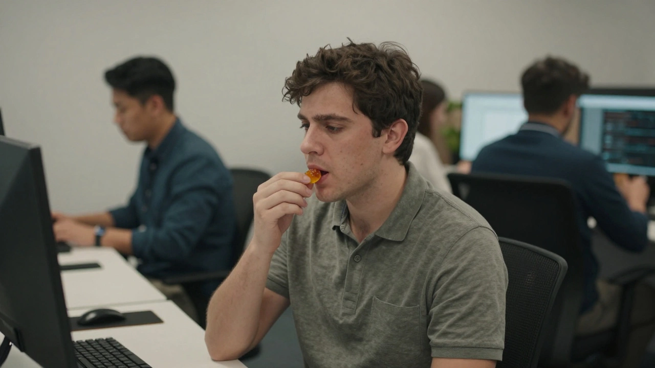 Osoba jí gumičku v kanceláři, kolegové nezaznamenávají žádnou změnu.