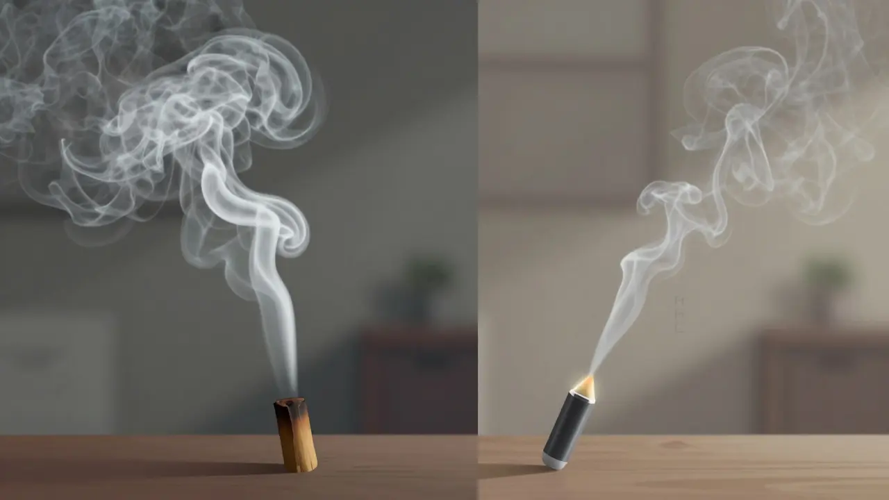 Comparison of thick cannabis smoke versus faint HHC vapor.