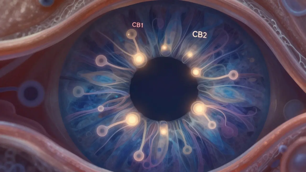 Abstraktní vizualizace receptory v oku s jemným světlem