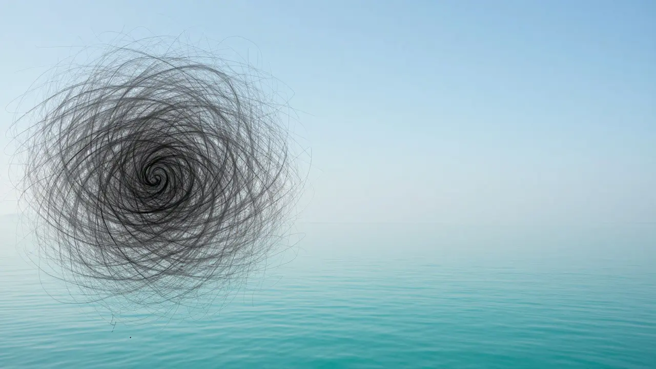 Konceptuální obraz znázorňující přechod od stresu k vnitřnímu klidu a rovnováze.