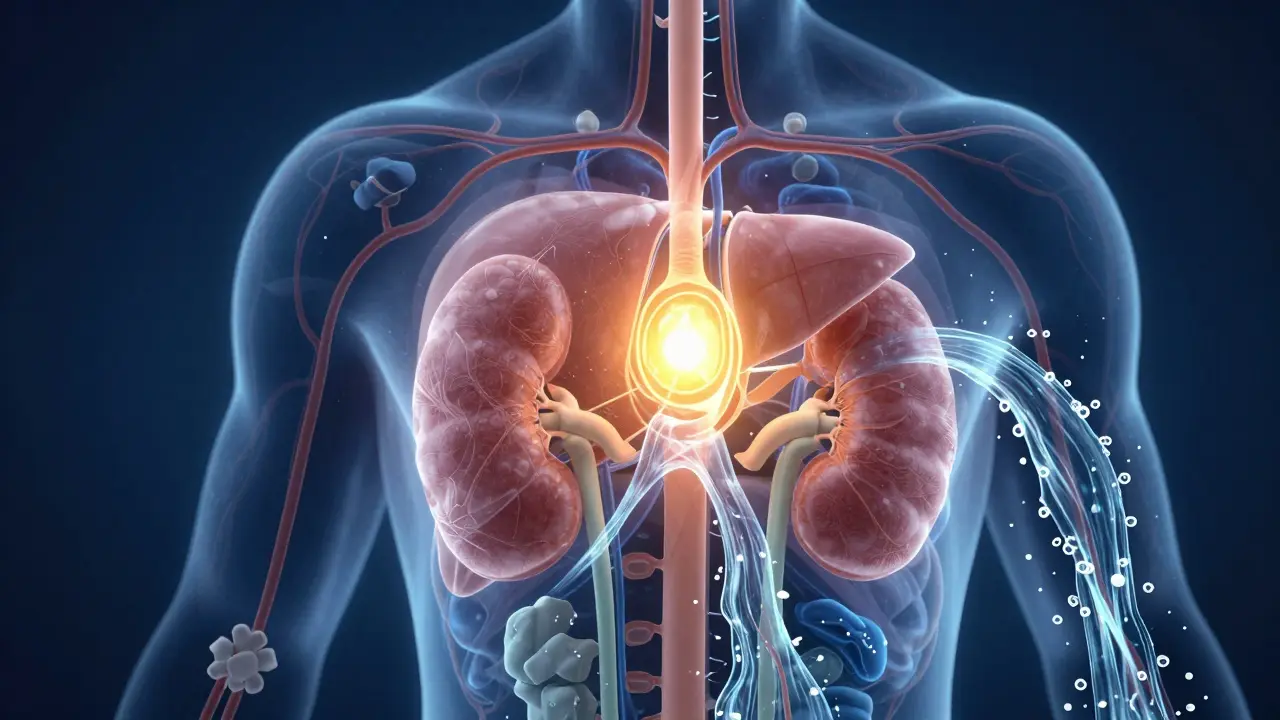 Konceptuální zobrazení metabolismu CBD v lidském těle