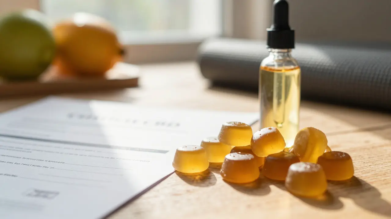 CBD gummy bears a olej vedle certifikátu kvality