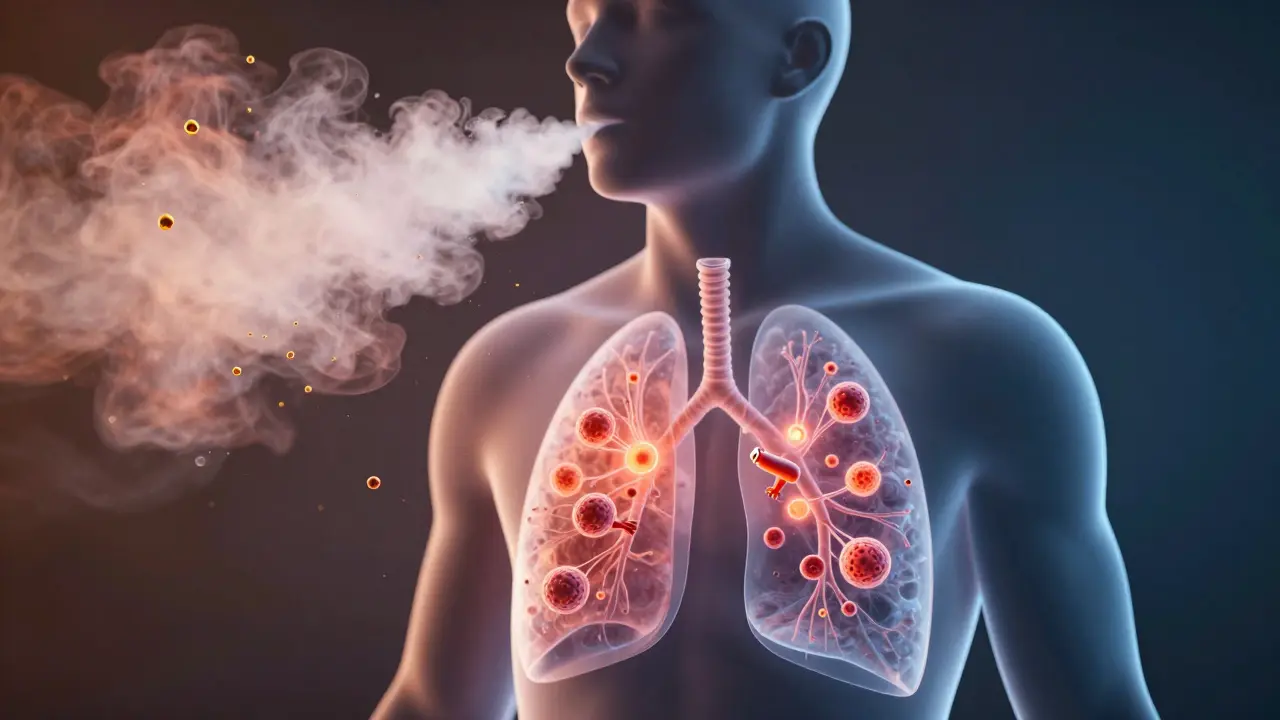 Imunitní buňky v plicích bojující s částicemi z vape aerosolu