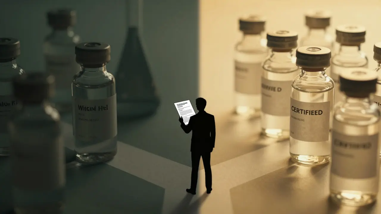 Konceptuální umění porovnávající rizika a kvalitu produktů HHC