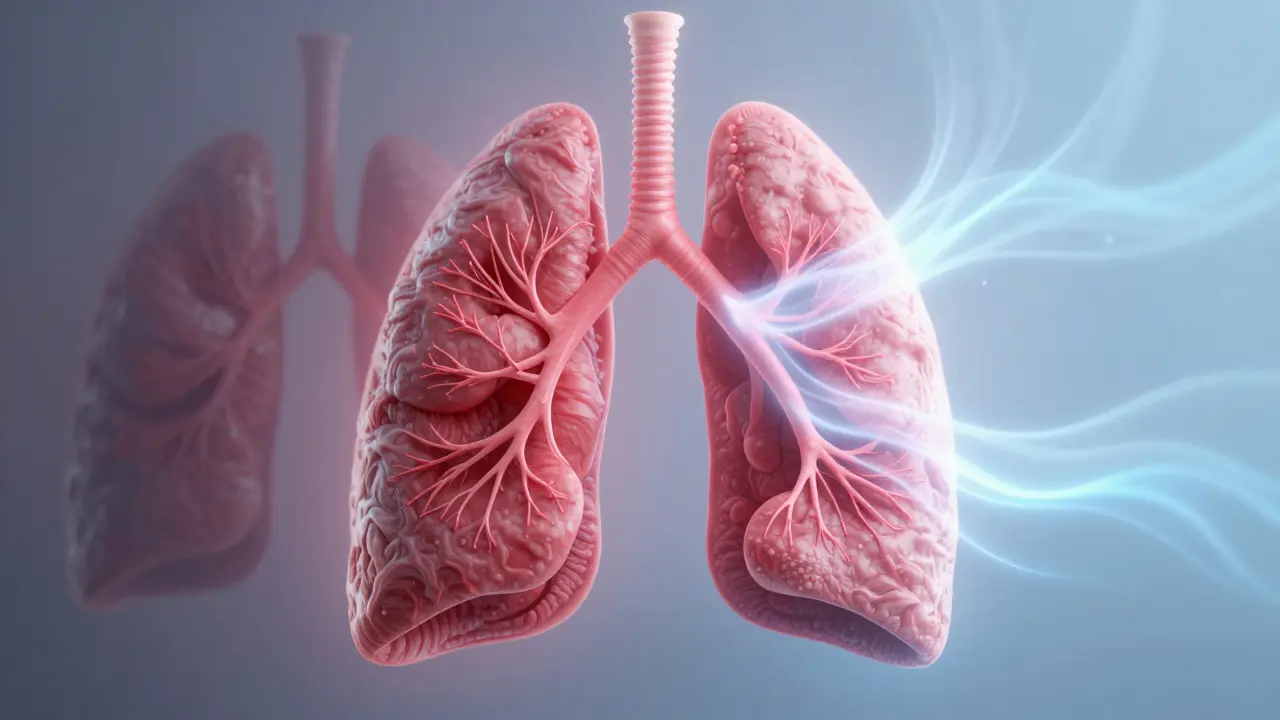 Konceptuální umění ukazující čištění plic od toxinů
