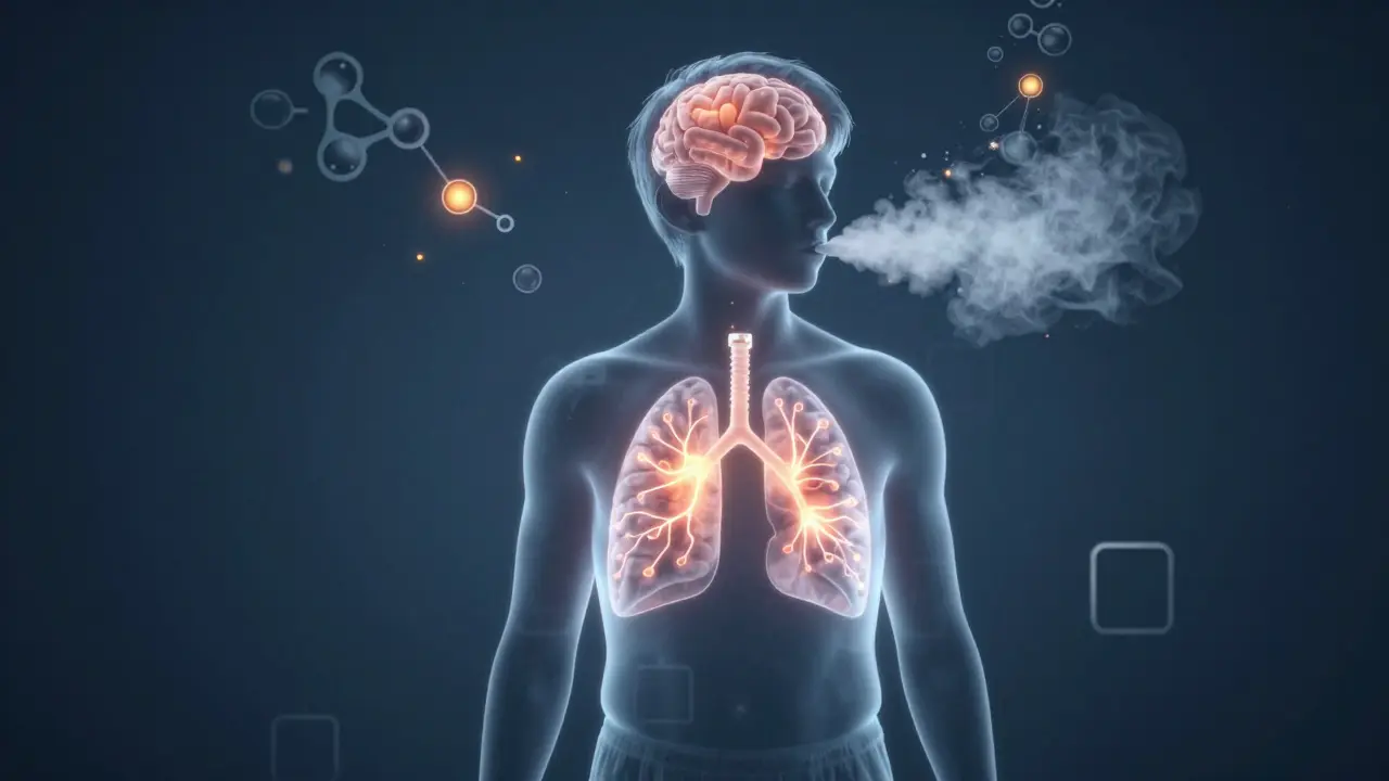 Konceptuální zobrazení dopadu vapingu na plíce a mozek