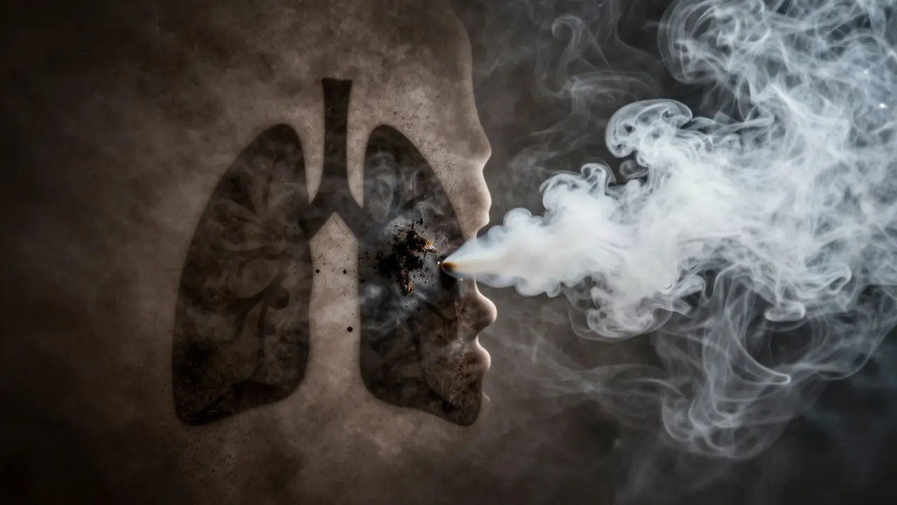Porovnání kouře z cigaret a páry z vapesu u hrdla