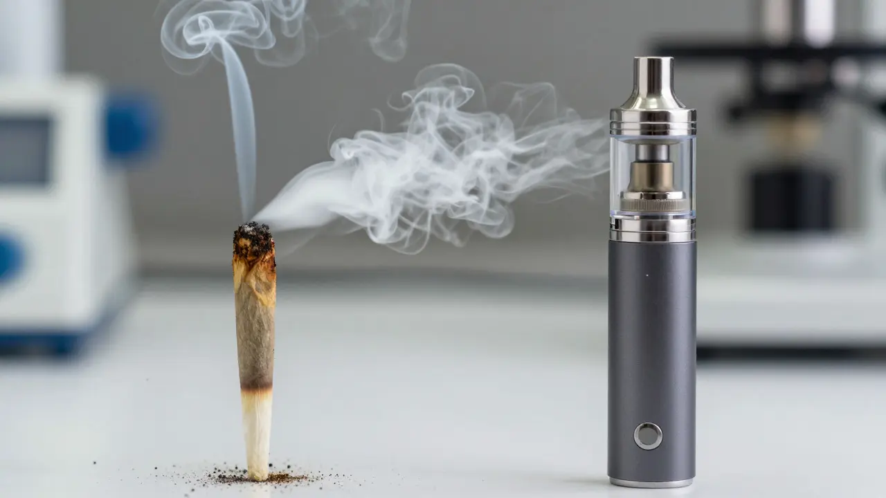Porovnání kouře z jointu a páry z vapera v laboratorním prostředí