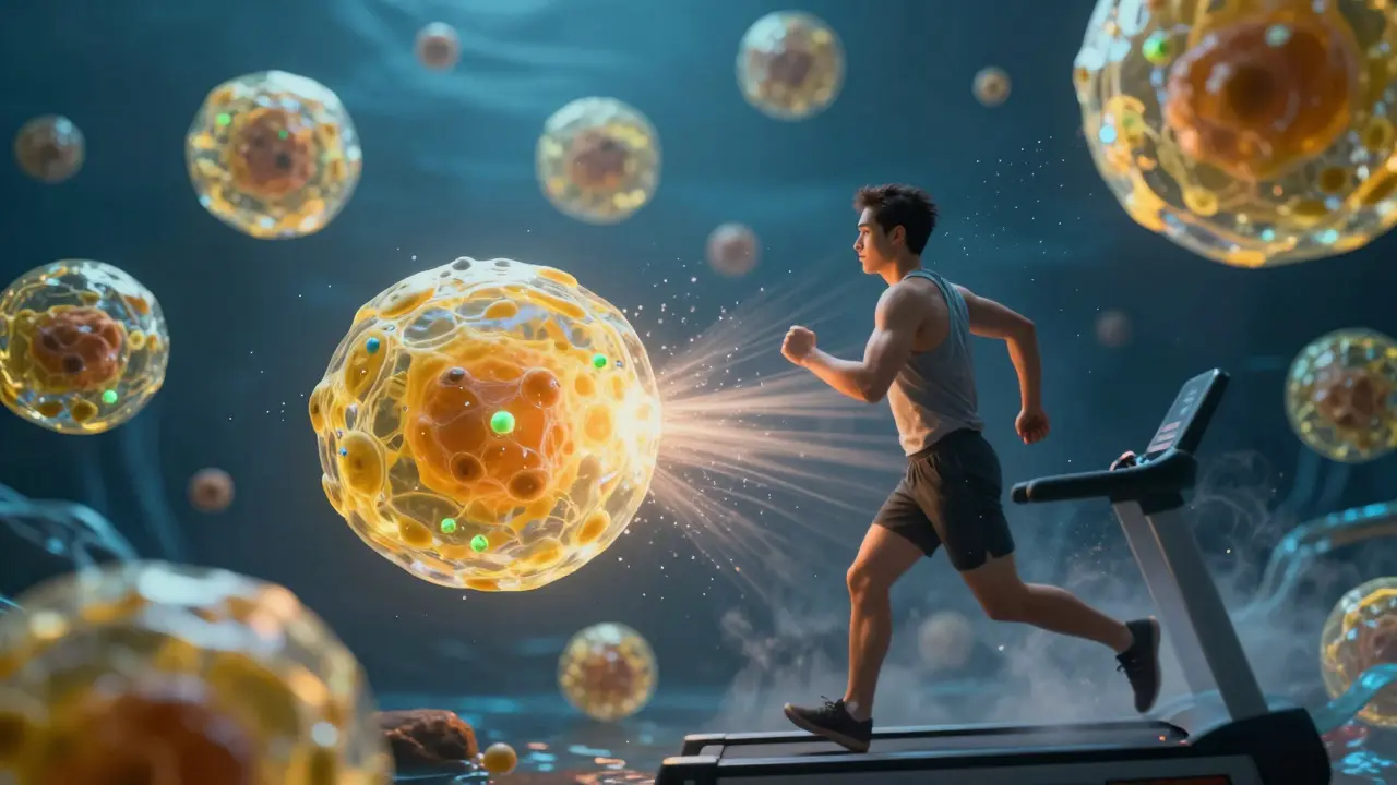 Spuštění tukových buněk uvolňujících metabolity při cvičení