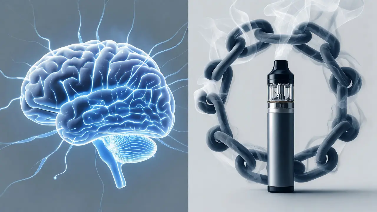 Konceptuální znázornění mozku a psychického návyku na vaping